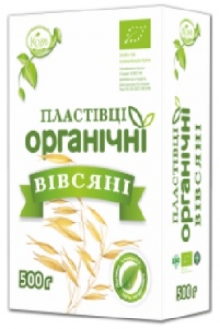 Пластівці &quot;КП&quot; вівсяні МП різані органічні в коробці 0,5 кг