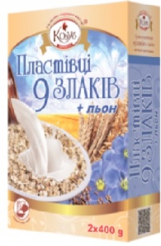 Пластівці &quot;КП&quot; &quot;9 злаків+льон&quot; в коробці 0,8 кг